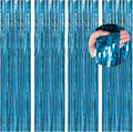 BTSD-home Aquamarine Foil Fringe Curtain, Metallic Photo Booth Backdrop Tinsel by BTSD-home