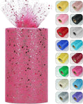 Glitter Tulle Rolls, 6” by 50 Yards Sparkling Tulle Spool Ribbon Sequin Tulle by Miegecha