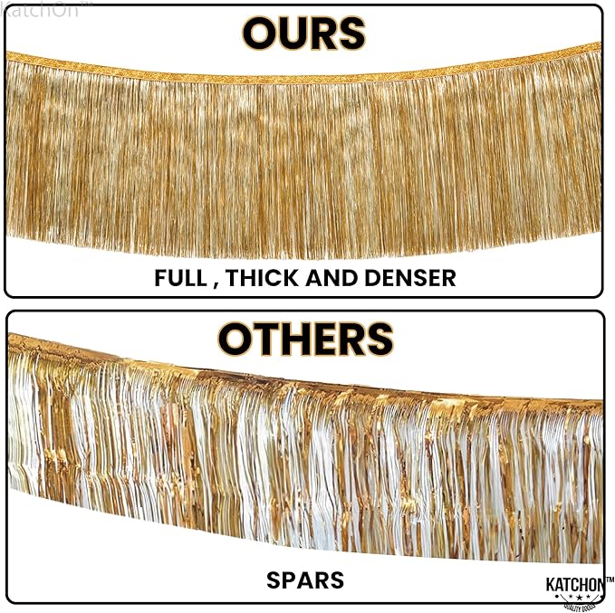 KatchOn, Large Champagne Gold Fringe Garland - Image 3