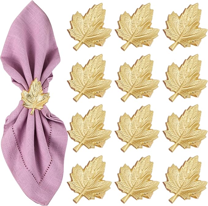 Set of 12 Maple Leaf Napkin Rings by CLEENTABLE