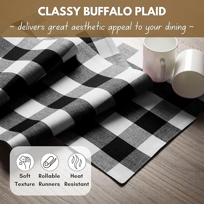 Native Fab Table Runner Buffalo Check Plaid 100% Cotton - Image 4