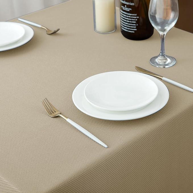 Biscaynebay Textured Fabric Tablecloths 52x70 Inches Rectangular, Natural Water - Image 8