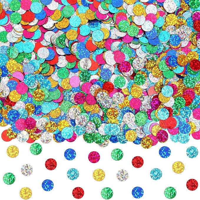 MARFOREVER Multicolor Sparkle Foil Confetti, Glitter Round Confetti Birthday by MARFOREVER