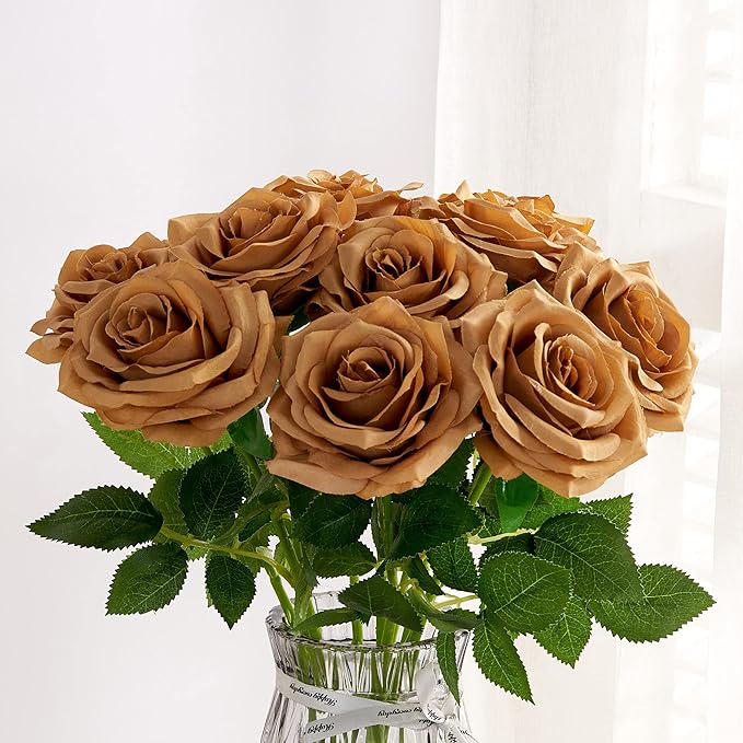 Artificial Rose 10pcs Open Flower Bouquet Faux Rose Stems - Image 6