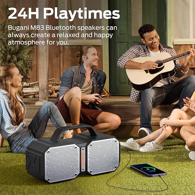 BUGANI Shock Bluetooth Speaker, Portable Bluetooth 5.3, Waterproof Design - Image 6