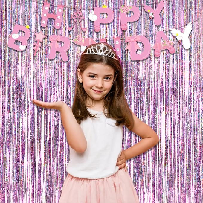 Pink Tinsel Curtain Party Backdrop - Image 8