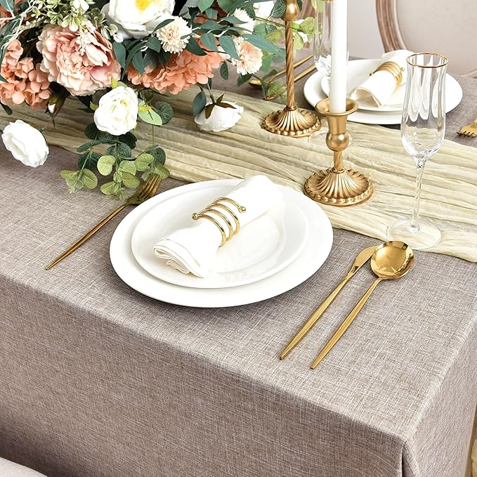 Fitable Faux Linen Tablecloths for Rectangle Tables: Water & Stain Resistant - Image 3