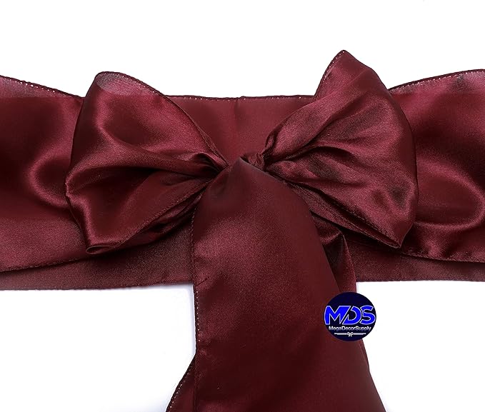 MDS Pack of 50 PCS Satin Chair Sashes Charmeuse Sateen Dining Chair Bows Ribbon - Image 3