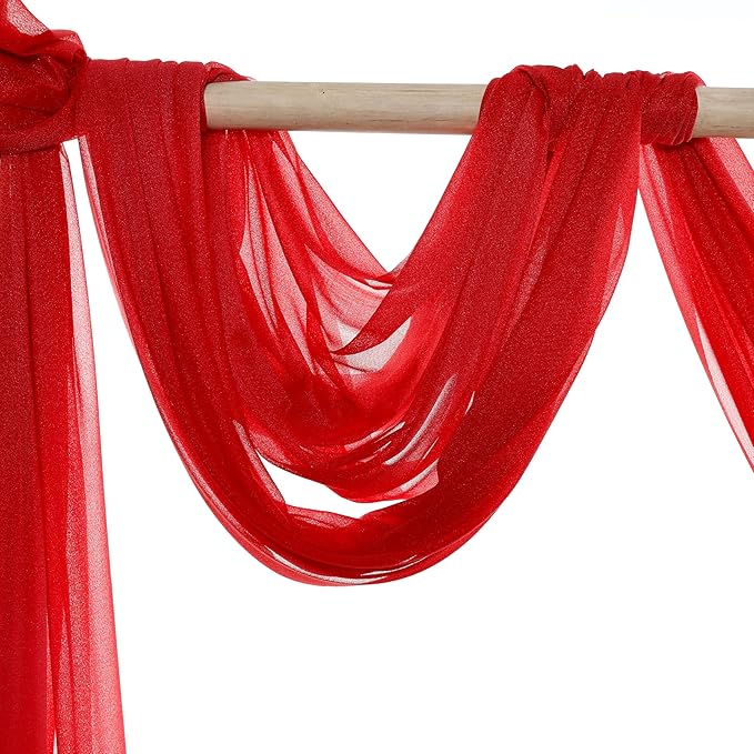 VDS Pack of 2 Panel Wedding Arch Draping Fabric Sheer Chiffon Fabric Drapery - Image 4