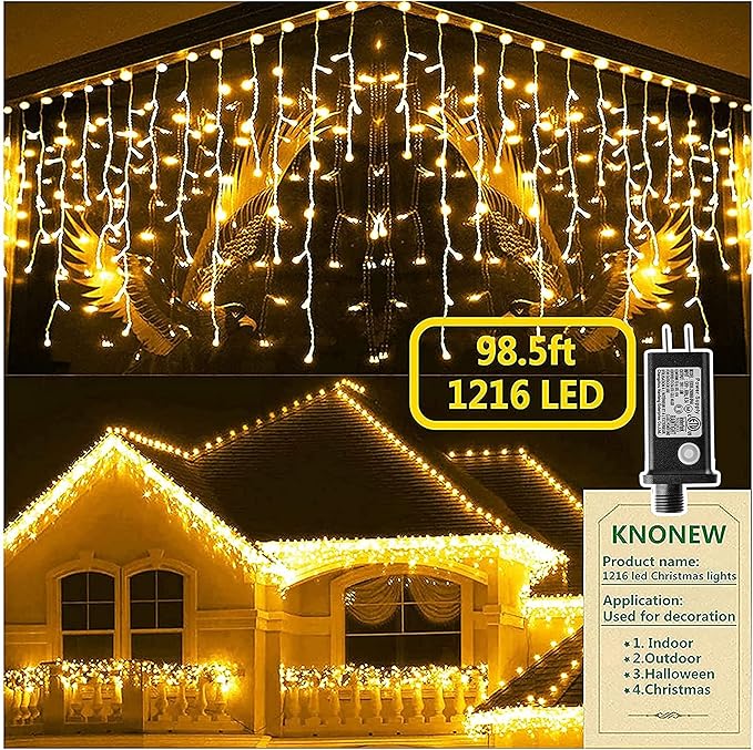 KNONEW 99ft 1216 LED Christmas Lights Outdoor Decorations by KNONEW
