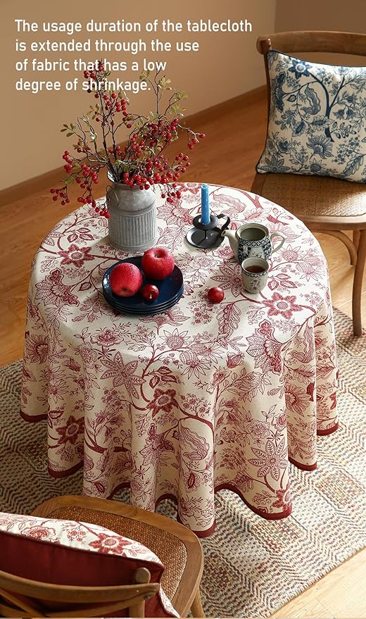 ISAENNE Designer French Linen Round Tablecloth, Durable Home Decor Tablecloths - Image 7