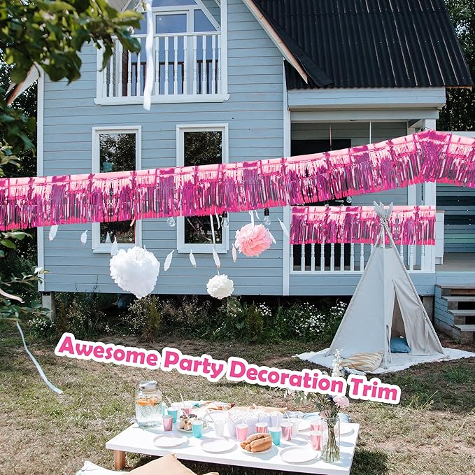 4 Pack Float Fringe Curtains, Metallic Foil Fringe Garland Shiny Tassel Foil - Image 3