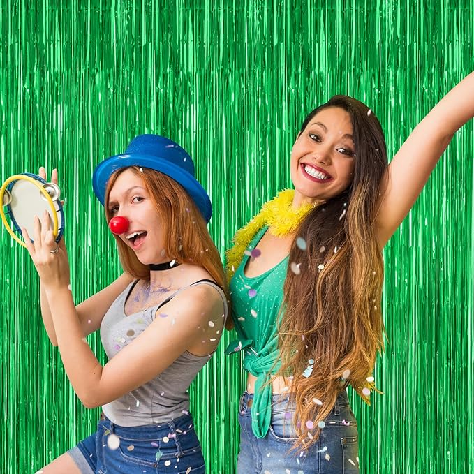 12 Pack Party Decorations, 3.28 FT x 7.05 FT Green Streamer, Metallic Birthday - Image 6