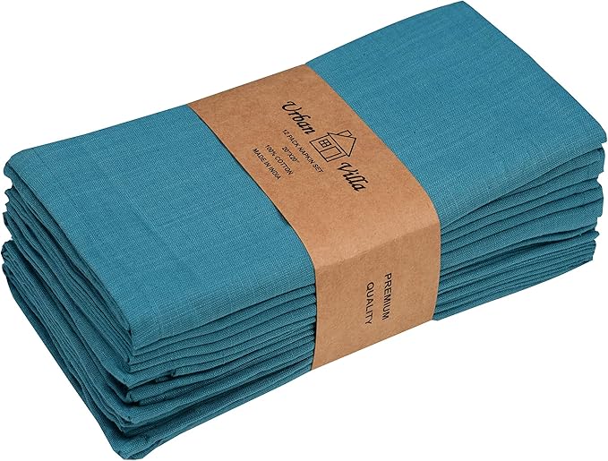 Urban Villa Christmas Dinner Napkins 20’’x20’’ Over Sized Set of 12 Turquise - Image 9