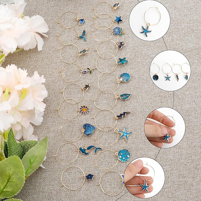 Wine Glass Charms Wine Charms for Stem Glasses Glass Markers Identifiers Tags - Image 4