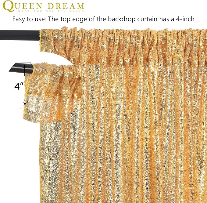 7ft x 7ft Gold Sequin Backdrop Curtain Glitter Photo Booth Backdrop - Image 6