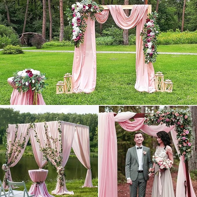 8 Panels Wedding Arch Draping Fabric 28" x 20 Ft Wedding Arch Drapes Chiffon - Image 7