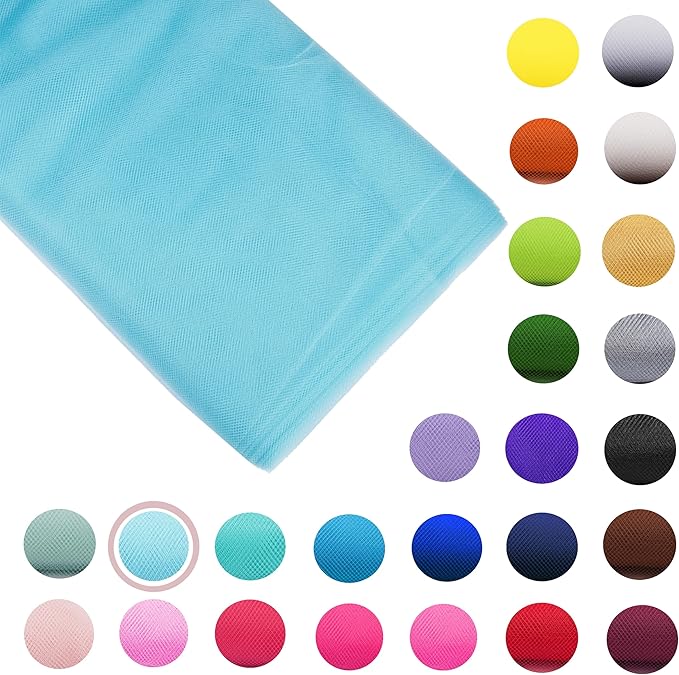 Craft And Party, Fabric Tulle 54" by 40 Yards Light Blue Fabric Tulle Bolt by CraftAndParty