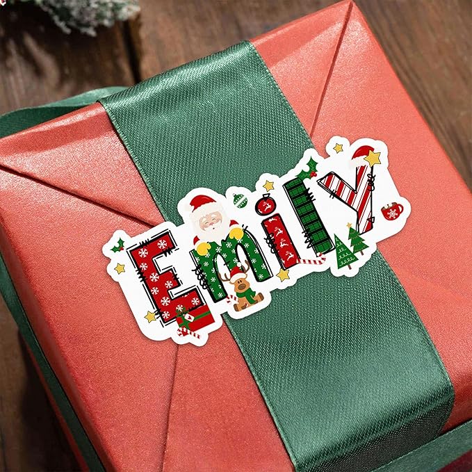 Custom Christmas Gift Tags Self Adhesive Christmas Cartoon Theme Name Tags - Image 2