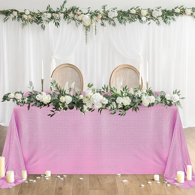 Fitable 2 Pack Pink Sequin Tablecloth - Image 2