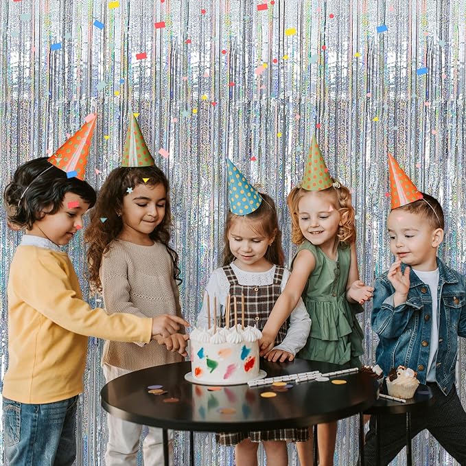 2 Pack Silver Glitter Backdrop Party Decorations Tinsel Streamers Foil Fringe - Image 6