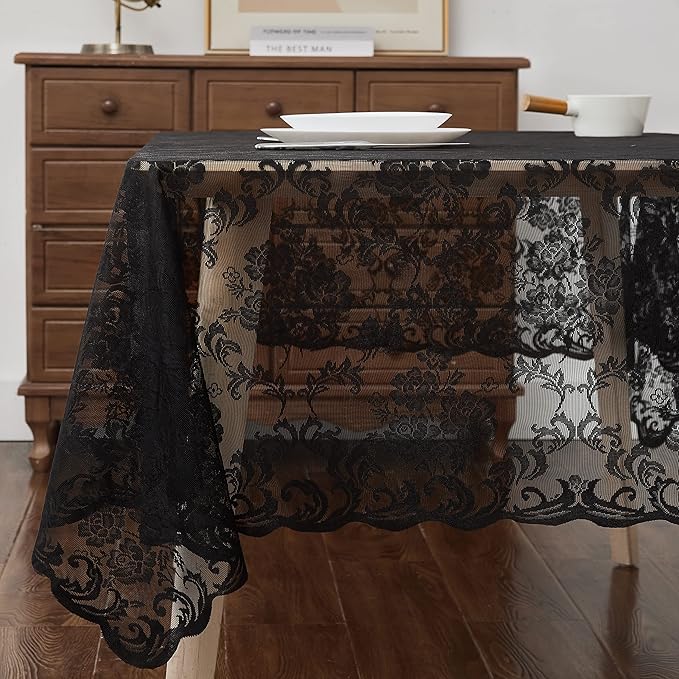 LinenZone Square Black Tablecloth - Image 3