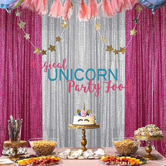 Sugargirl Silver Sequin Backdrop Curtain 2FTx8FT Glitter Background Drapes - Image 3