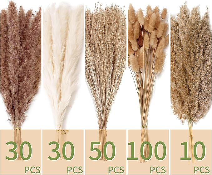 220 PCS Dried Flower Bouquet – Pampas Grass, Floral Decor - Image 2
