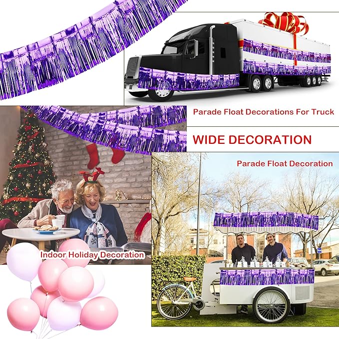 4 Pack Iridescent Fringe Float Curtain, Metallic Foil Fringe Garland Wall - Image 4