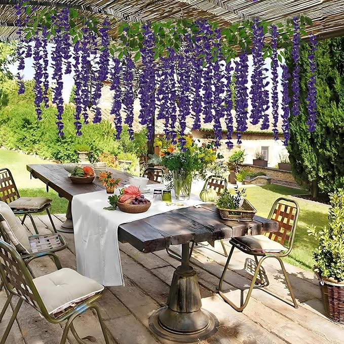 48 Pcs of Wisteria Hanging Flowers, 3.75 Ft Fake Wisteria Flower Strings - Image 6