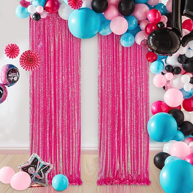Iridescent Hot Pink Curtains Sequin Backdrop - Image 6