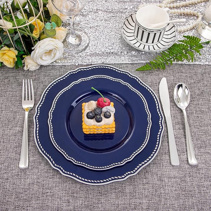 Hioasis 60pcs Blue Plastic Plates - Image 7