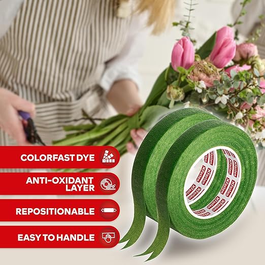 XFasten Wide Floral Tapes for Bouquet 1/2-Inch x 30 Yards - Image 2
