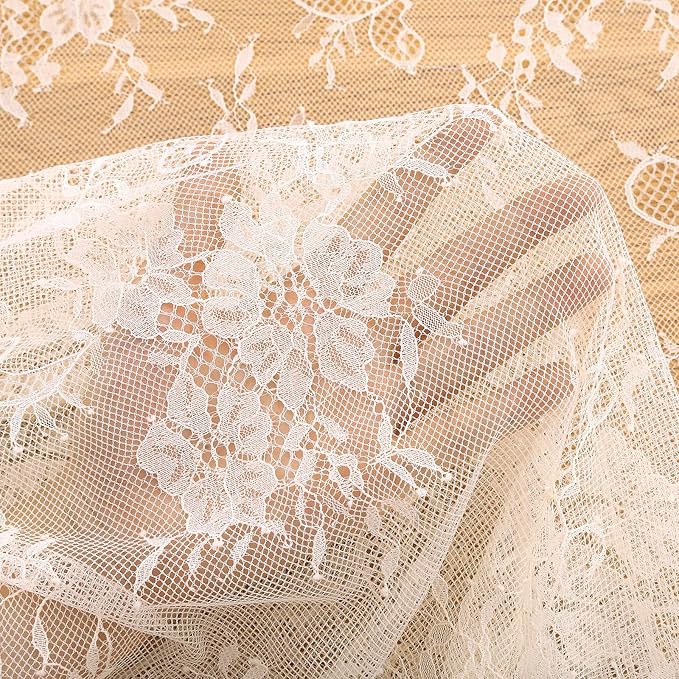 LuoluoHouse Pack of 6 Lace Tablecloth Ivory Table Fabric 60x120 Inch - Image 4