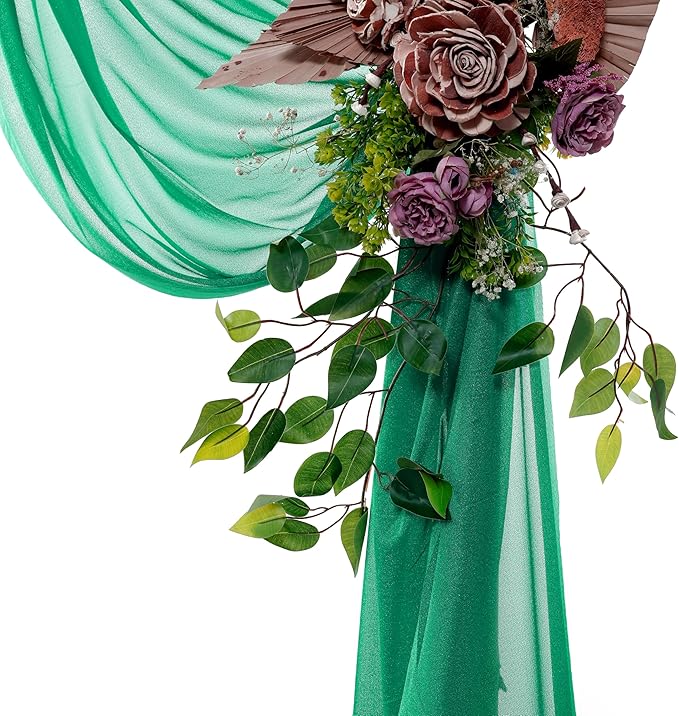 VDS Pack of 3 Panel Wedding Arch Draping Fabric Sheer Chiffon Fabric Drapery - Image 4