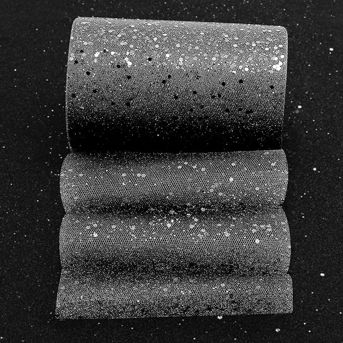 Glitter Tulle Rolls, 6” by 50 Yards Sparkling Tulle Spool Ribbon Sequin Tulle - Image 5