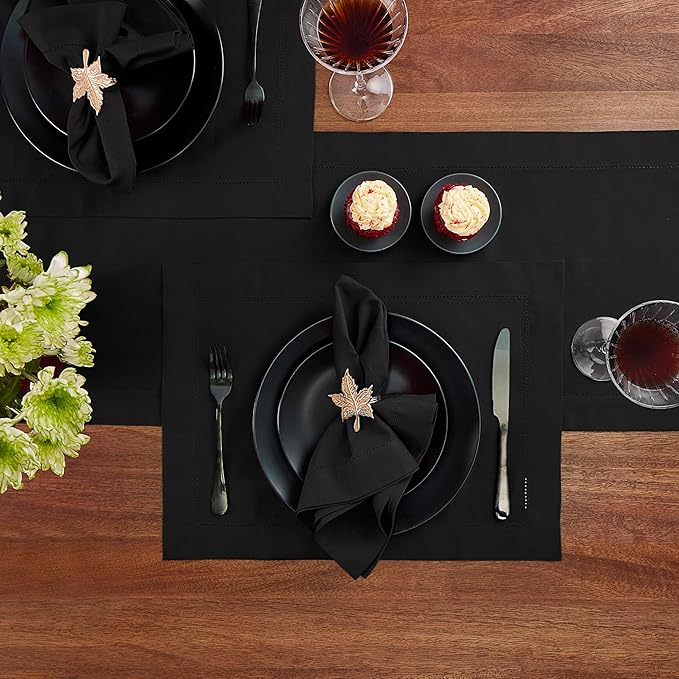 Cotton Linen Table Runner 120 Inches Long – Black Farmhouse Table Runner - Image 4