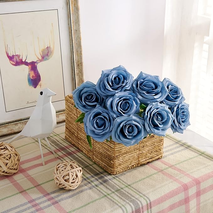 Artificial Rose 10pcs Open Flower Bouquet Faux Rose Stems - Image 3
