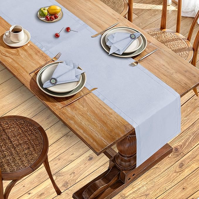 Ruvanti Linen Table Runner 60 Inches, Classic Hemstitch, Non-Slipping, Stain - Image 5