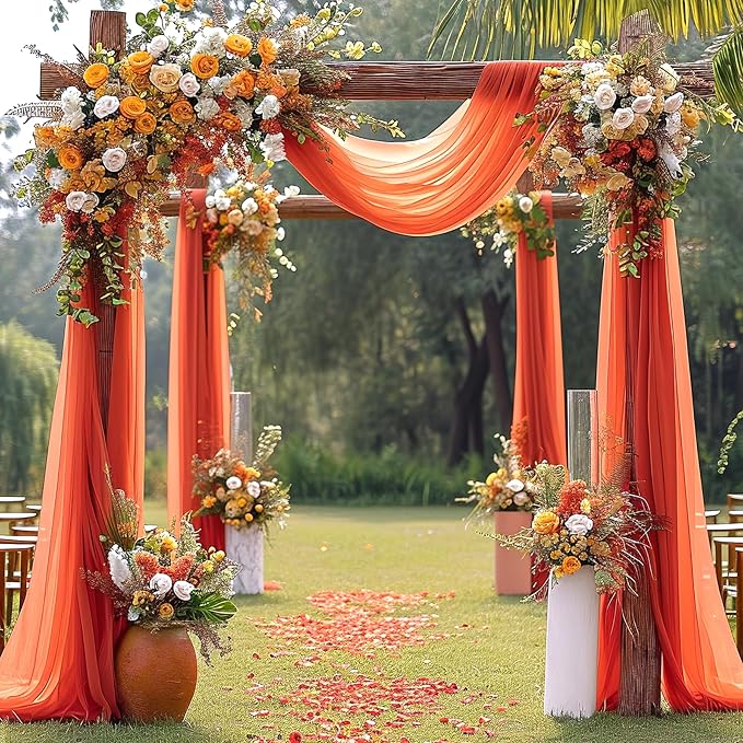 Arch Drapes for Wedding Arch Draping Fabric Terracotta Sheer Backdrop Curtain by Gogoparti