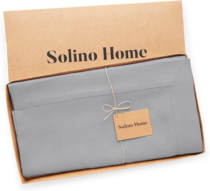 Solino Home Soft Grey Linen Tablecloth 60 x 108 Inch - Image 5