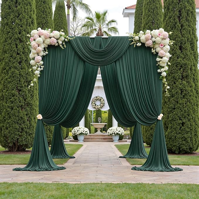 10ftx10ft Wrinkle Free Hunter Green Backdrop Curtains - Image 8
