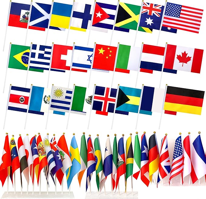 200 Countries International Stick Flags of the World Small Mini Hand Held Flags by LyButty