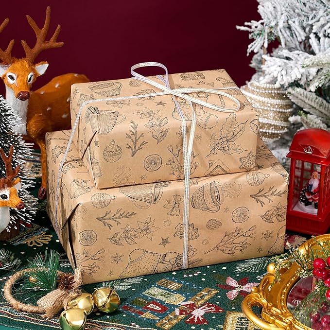 Ulmasinn Vintage Christmas Wrapping Paper Roll - Image 7