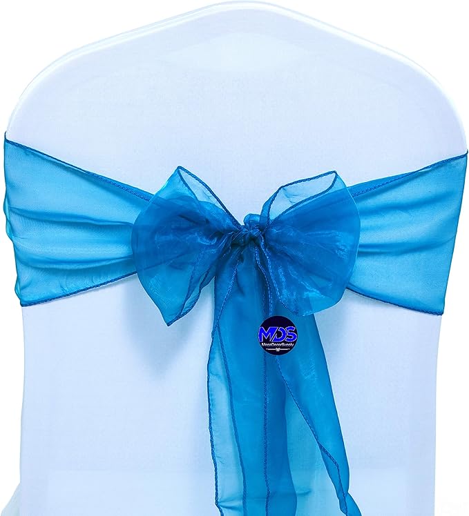 MDS Pack of 50 PCS Organza Chair Sashes Wider Dining Chair Bows Ribbon Tie Back - Image 3