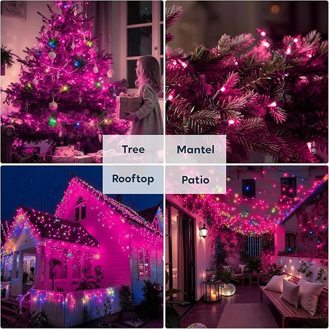 Joiedomi Pink Christmas String Lights, 200 42.8FT Valentines Day Fairy Tree - Image 8