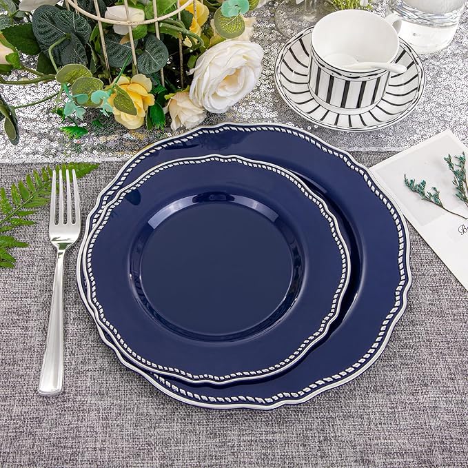 Hioasis 60pcs Blue Plastic Plates - Image 8