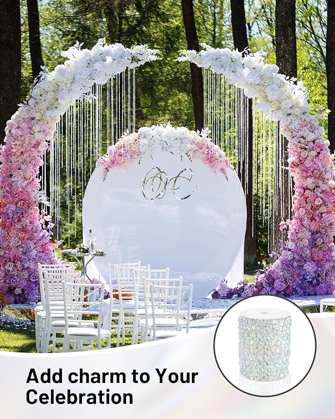 99FT Crystal Garland Strands, Acrylic Iridescent Crystal Beads String Roll - Image 5