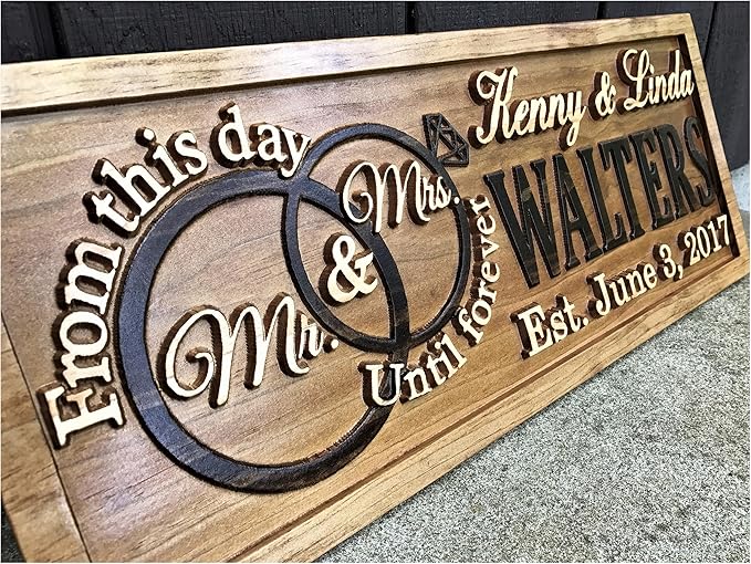 Mr and Mrs Sign | Wood Wedding Gift | Wooden Bridal Shower Gift | Custom by 3DWoodworker