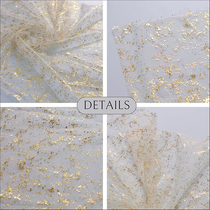 Snowkingdom 10 Ft Gold Table Runner, Sheer Chiffon Tulle Cheesecloth Golden - Image 4